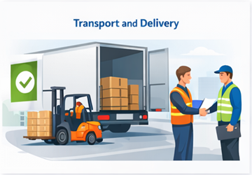 Выполнение и доставка транспортных услуг. Погрузка груза, транспортировка и подтверждение успешной доставки.